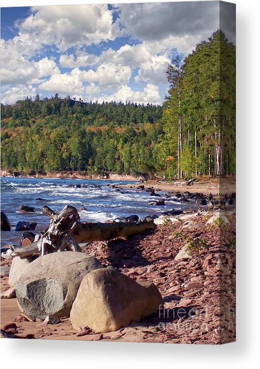 Marquette Canvas Print featuring the photograph Lake Superior Shoreline by Phil Perkins