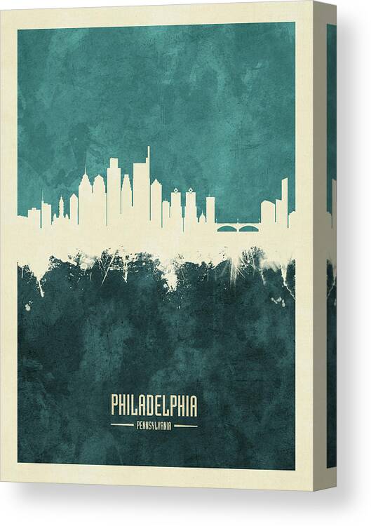 Philadelphia Canvas Print featuring the digital art Philadelphia Pennsylvania Skyline #50 by Michael Tompsett