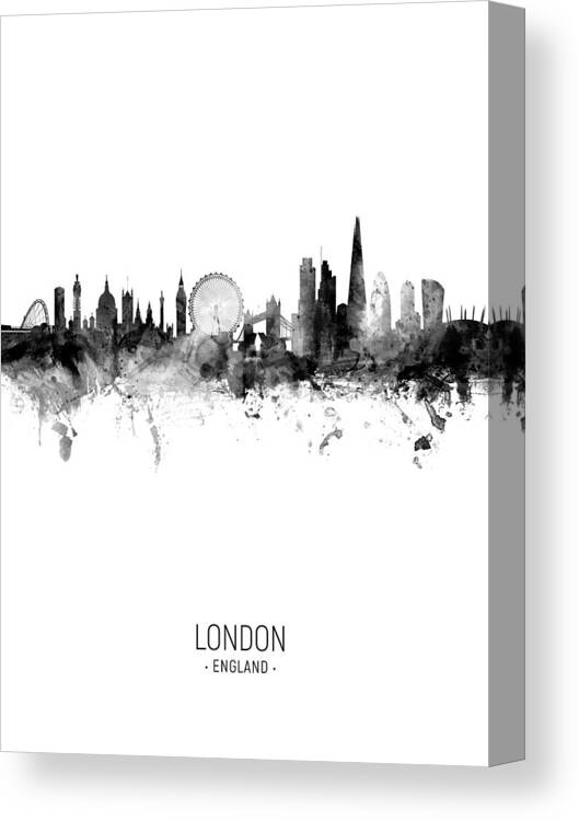 London Canvas Print featuring the digital art London England Skyline #65 by Michael Tompsett