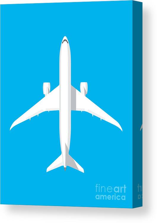 Airplane Canvas Print featuring the digital art 787 Passenger Jet Airliner Aircraft - Cyan by Organic Synthesis