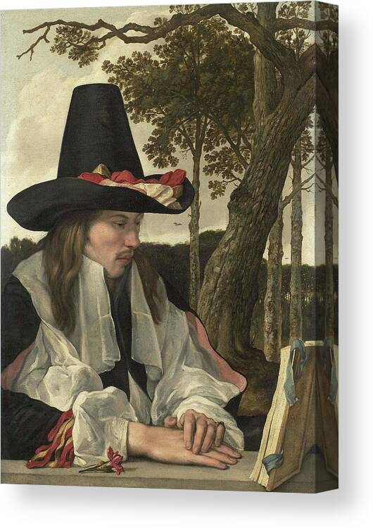 Canvas Canvas Print featuring the painting A Man Reading. by Album