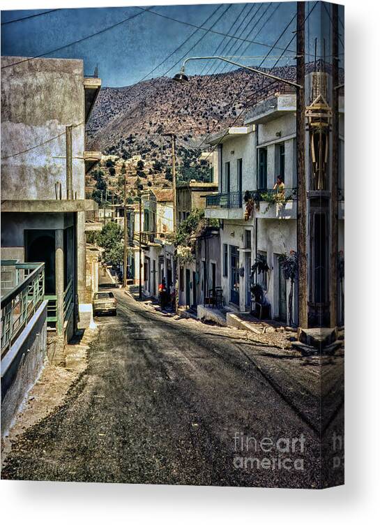 Crete Canvas Print featuring the digital art A street on Crete by Frank Lee