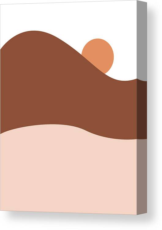 Mountains Canvas Print featuring the mixed media Abstract Mountains 05 - Modern, Minimal, Contemporary Abstract - Terracotta Brown - Landscape by Studio Grafiikka