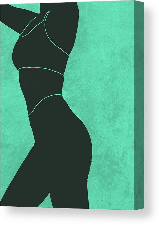 Female Figure Canvas Print featuring the mixed media Aesthetique - Female Figure - Minimal Contemporary Abstract 04 by Studio Grafiikka
