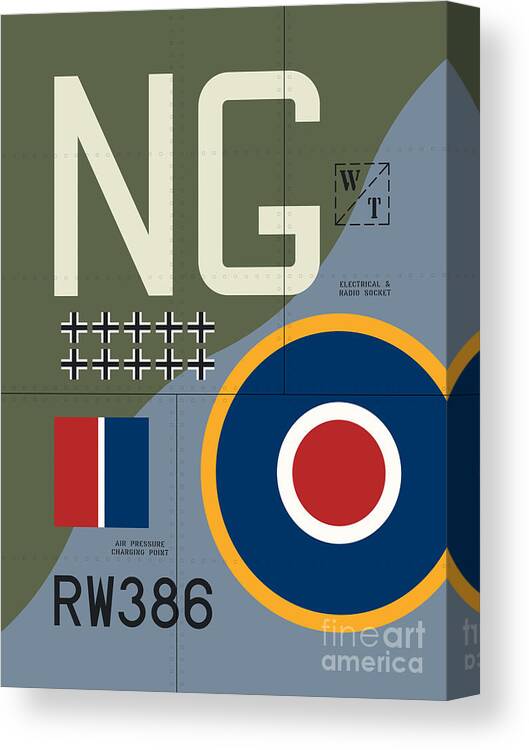 Aircraft Canvas Print featuring the digital art Aircraft Markings - England Spitfire by Organic Synthesis