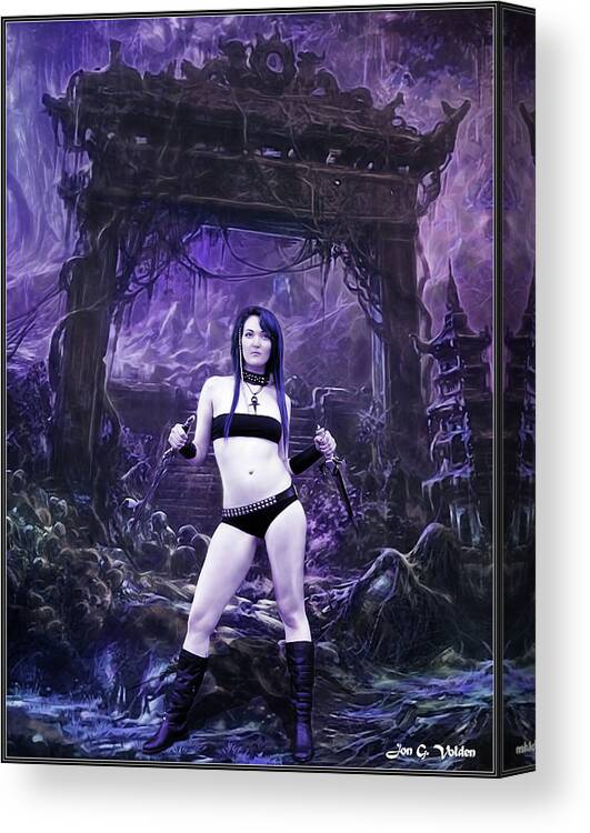 Fantasy Canvas Print featuring the photograph Amazon In The Mystic Ruins by Jon Volden