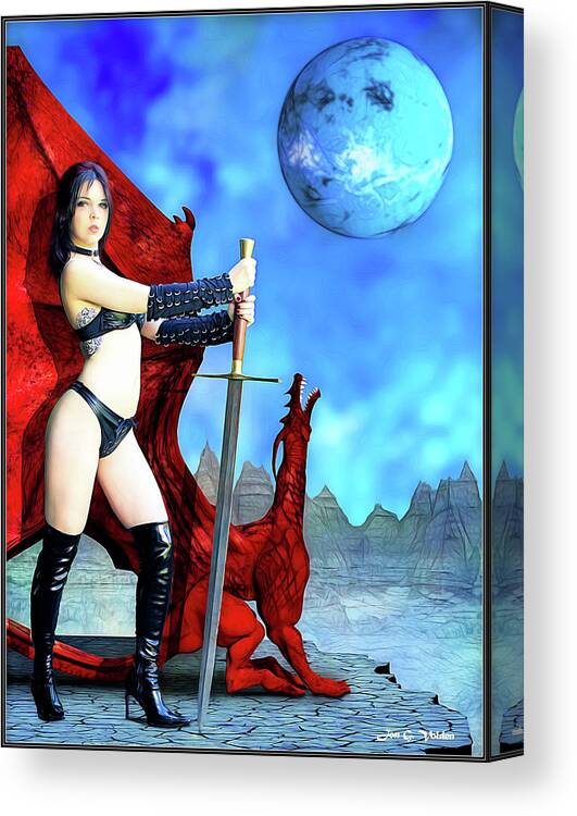 Rebel Canvas Print featuring the photograph Amazon with Pet Dragon by Jon Volden