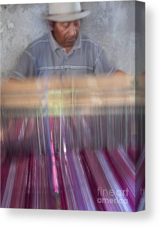 Weaver Canvas Print featuring the photograph An Ecuadorian Weaver at the Artelar Ferinango studio by L Bosco