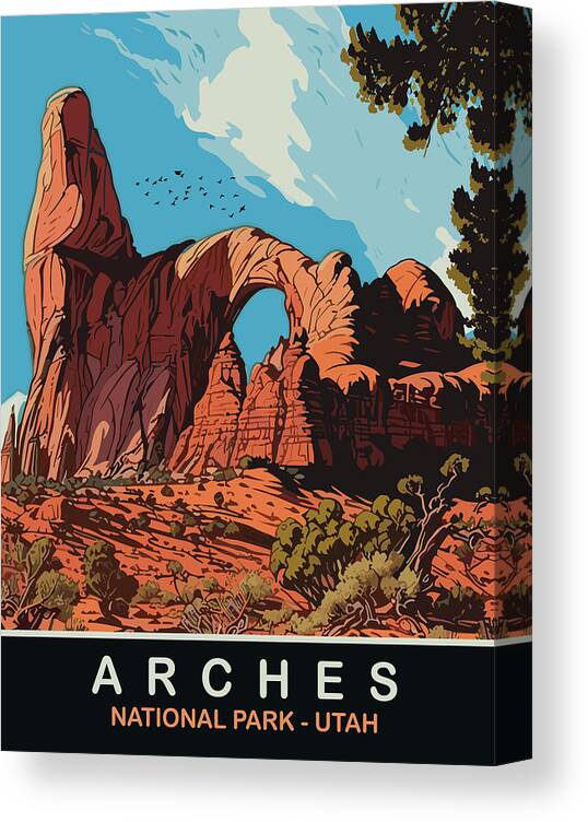 Arches Canvas Print featuring the digital art Arches National Park, Utah by Long Shot