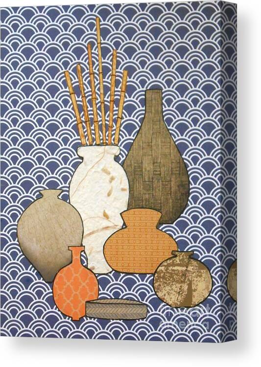 Pottery Canvas Print featuring the mixed media Asian Pottery No. 1 by Jayne Somogy