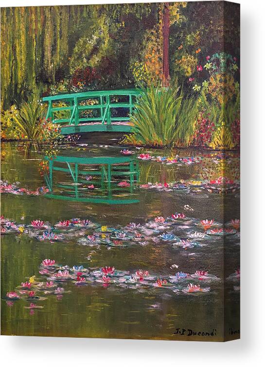 Oil Canvas Print featuring the painting At Giverny - France - Oil on Canvas by Jean-Pierre Ducondi