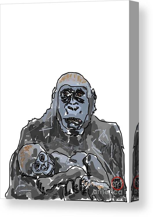  Canvas Print featuring the painting Baby Gorrilla by Oriel Ceballos