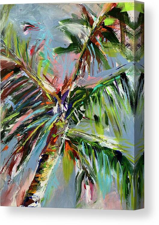 Tree Canvas Print featuring the painting Backyard Palm by Bonny Butler