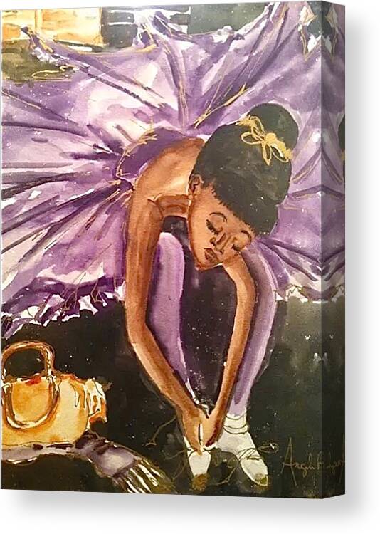  Canvas Print featuring the painting Ballerina Girl by Angie ONeal