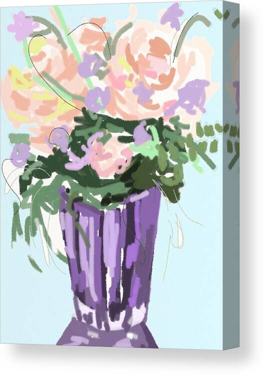  Canvas Print featuring the painting Barbara's Flowers II by Carol Berning