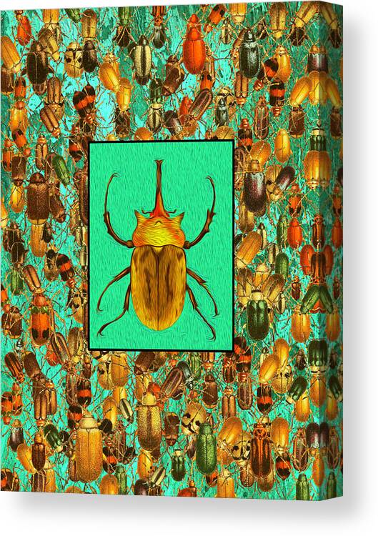 Beetle Canvas Print featuring the digital art Beetle portrait by Lorena Cassady