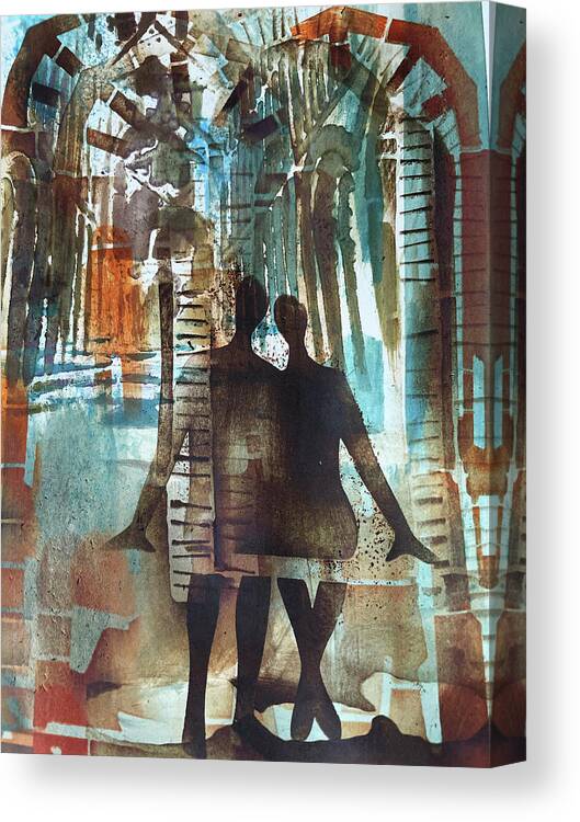 Couple Canvas Print featuring the painting Being Together by Tommy McDonell