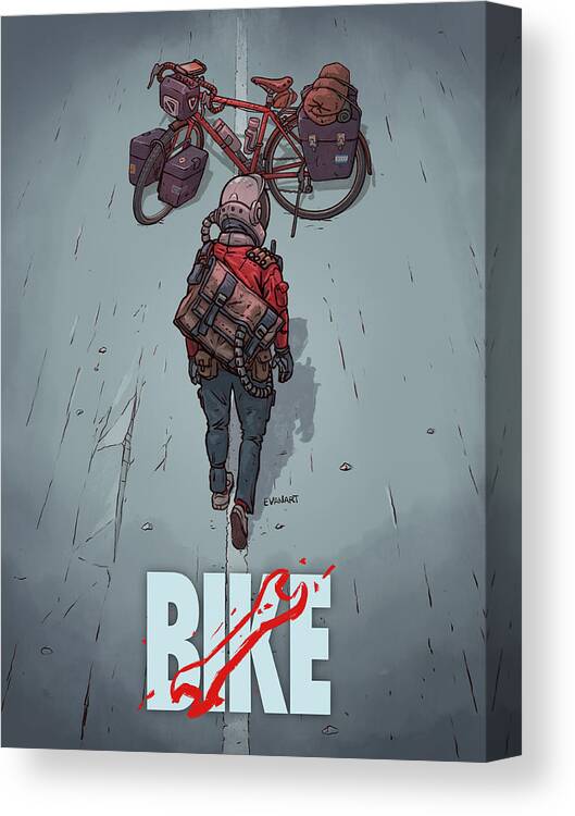 Scifi Canvas Print featuring the digital art Bike by EvanArt - Evan Miller