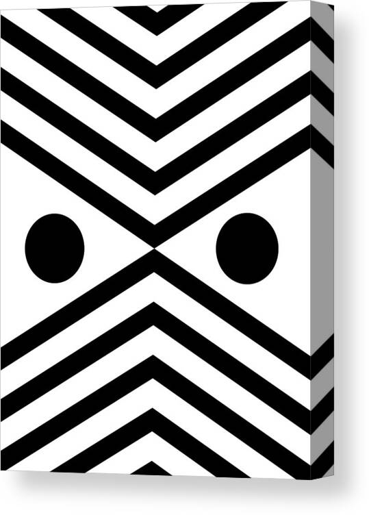 Abstract Canvas Print featuring the mixed media Black And White Minimalist Abstract Geometric Art by Modern Abstract