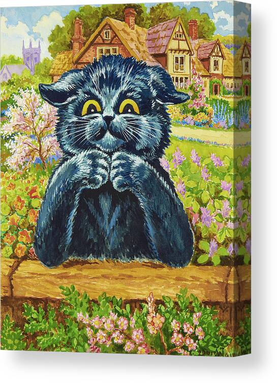 Black Cat in a Garden Canvas Print