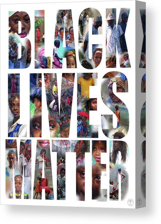 Black Lives Matter Canvas Print featuring the painting Black Lives Matter- white background by Jonathan Gladding