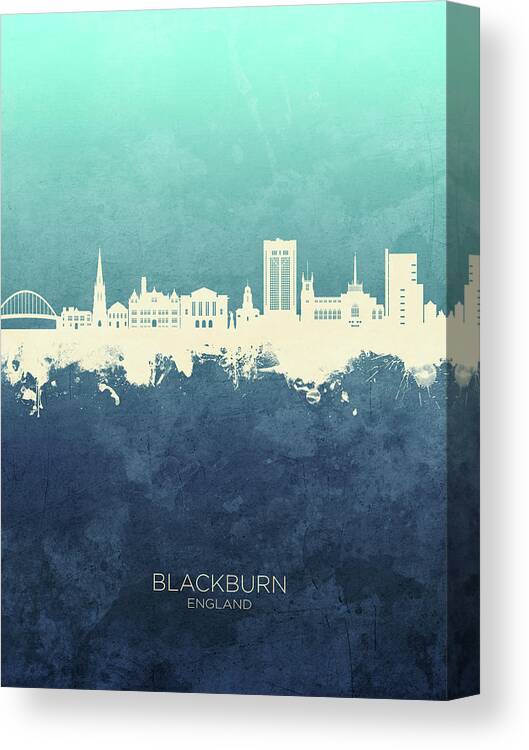 Blackburn Canvas Print featuring the digital art Blackburn England Skyline #64 by Michael Tompsett