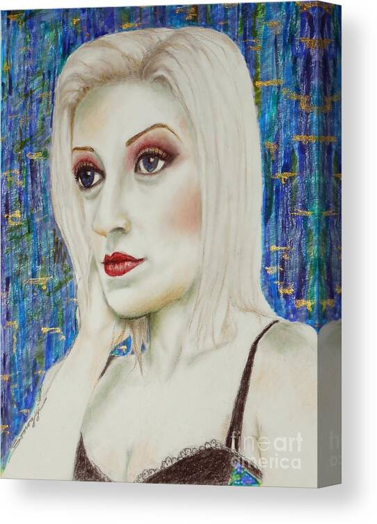 Blond Canvas Print featuring the drawing Blond Bombshell No.4 by Jayne Somogy