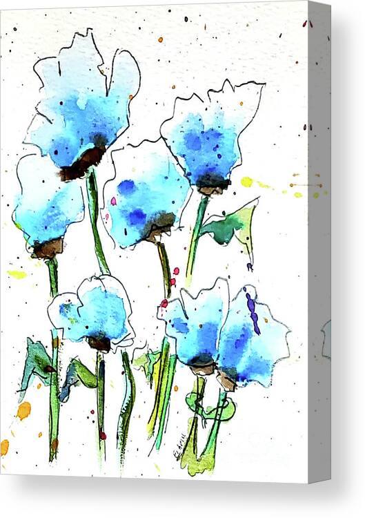 Blooming Canvas Print featuring the painting Blooming in Blue 4 U by Eileen Kelly