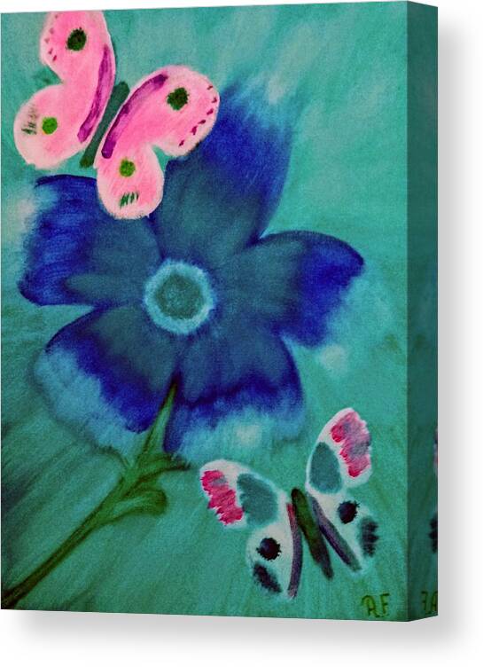 Blue Canvas Print featuring the painting Blue Blossom by Anna Adams