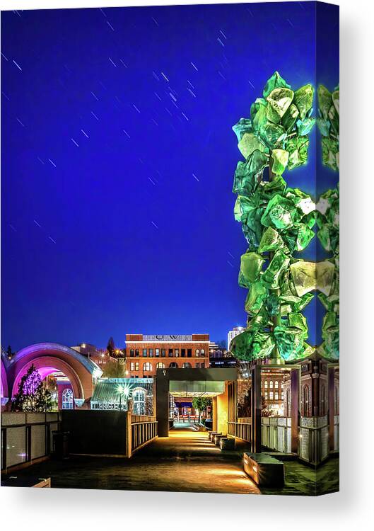 Blue Canvas Print featuring the photograph Blue Hour on the MOG Pedestrian Bridge by Rob Green