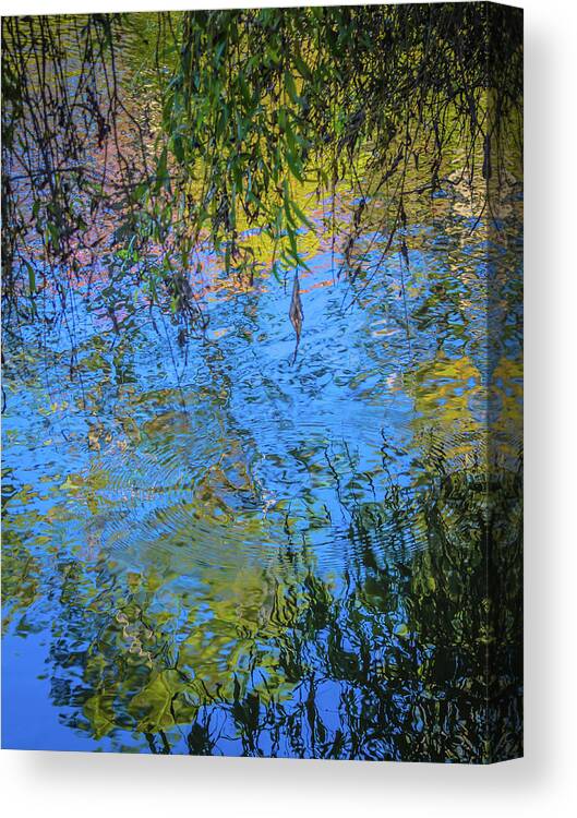 Reflection Canvas Print featuring the photograph Blue Pond Abstract by Bj Clayden