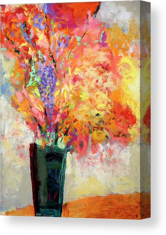 Abstract Art Canvas Print featuring the painting Bouquet on Table #2 by Jane Davies