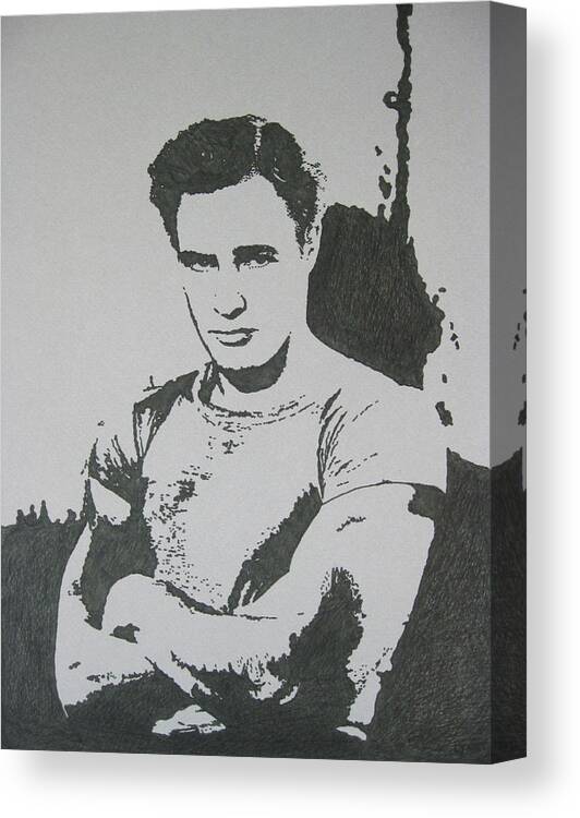 Marlon Brando Canvas Print featuring the drawing Brando by Lynet McDonald