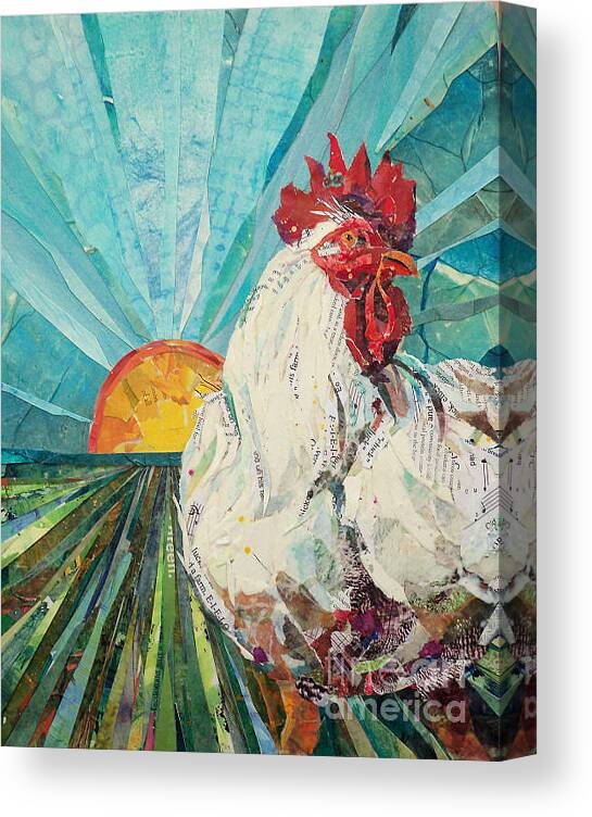 Rooster Canvas Print featuring the mixed media Bright and Early by Patricia Henderson
