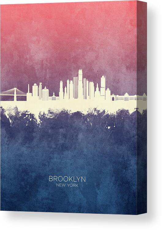 Brooklyn Canvas Print featuring the digital art Brooklyn New York Skyline #86 by Michael Tompsett