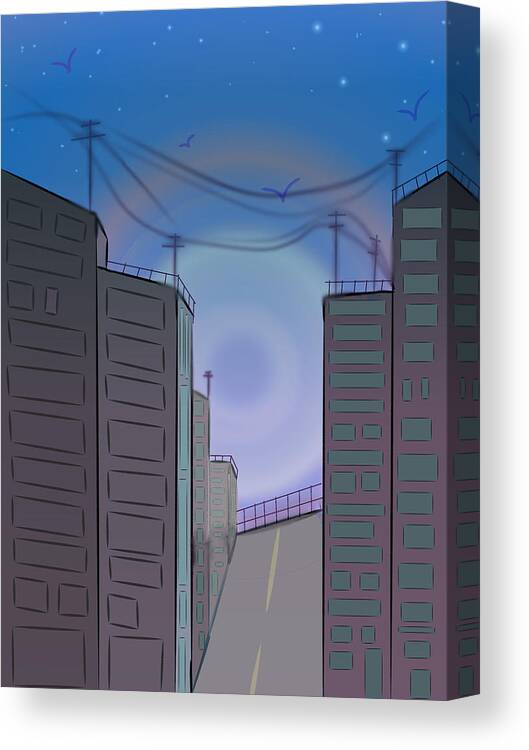 Drawing Canvas Print featuring the digital art Build a city by Don Ravi