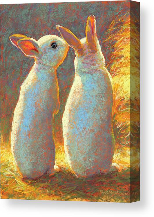 Rita Kirkman Canvas Print featuring the pastel Bunny Secrets by Rita Kirkman