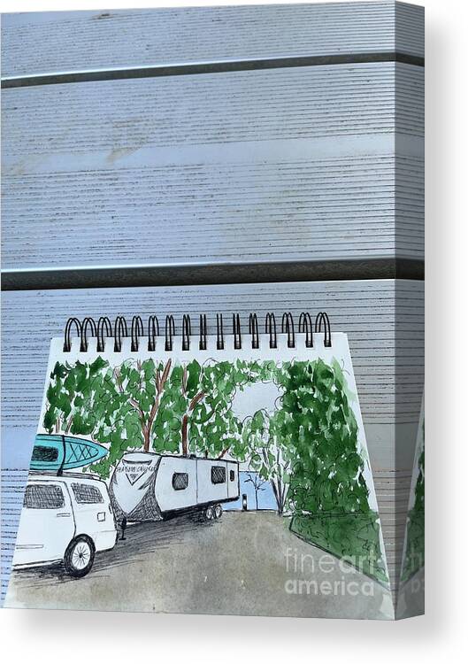  Canvas Print featuring the painting Camping by Donna Mibus