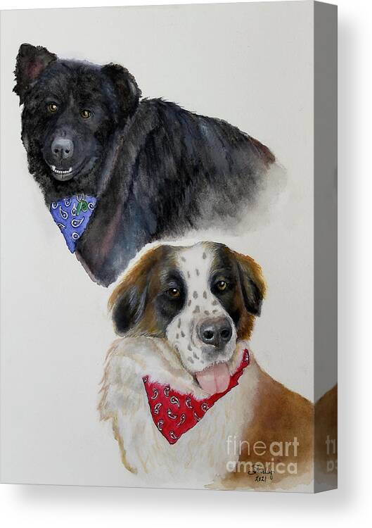 Dogs Canvas Print featuring the painting Can't Buy Love, You Rescue It by Shirley Dutchkowski