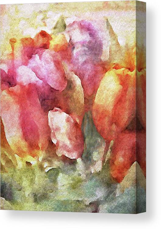 Tulip Bouquet Canvas Print featuring the painting Captured Spring by Susan Maxwell Schmidt