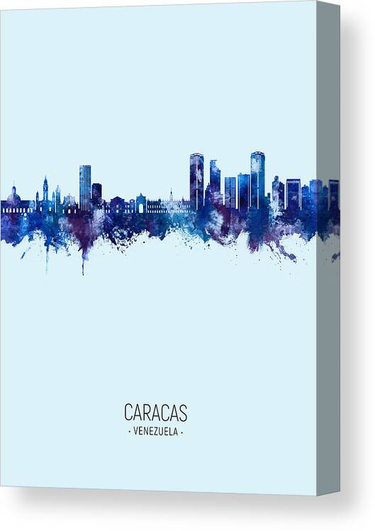 Caracas Canvas Print featuring the digital art Caracas Venezuela Skyline #82 by Michael Tompsett