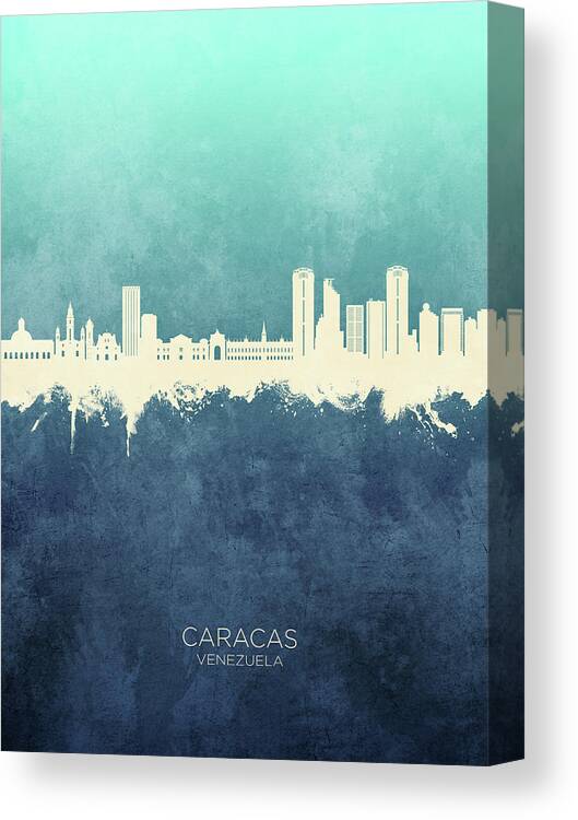Caracas Canvas Print featuring the digital art Caracas Venezuela Skyline #93 by Michael Tompsett
