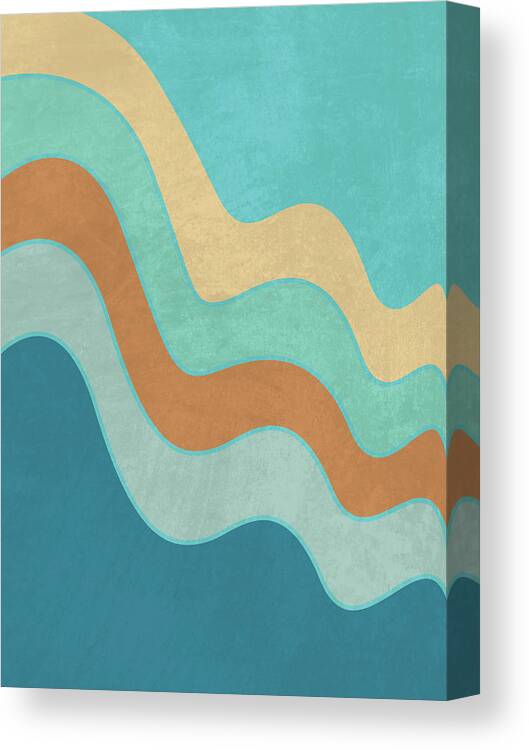 Cascade Canvas Print featuring the mixed media Cascade - Minimal Blue Abstract by Studio Grafiikka