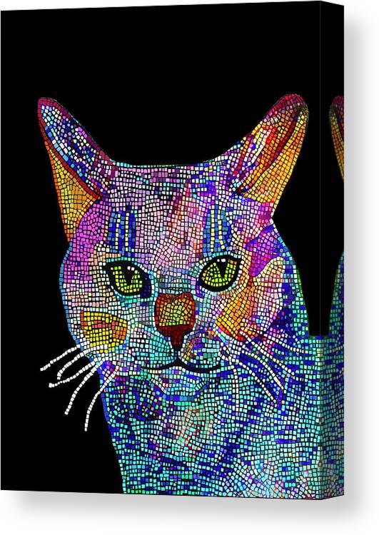 Cat Canvas Print featuring the mixed media Cat Mosaic by Deborah League