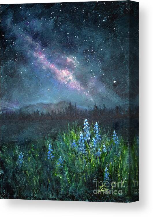 Meadow Canvas Print featuring the painting Celestial Meadow by Zan Savage
