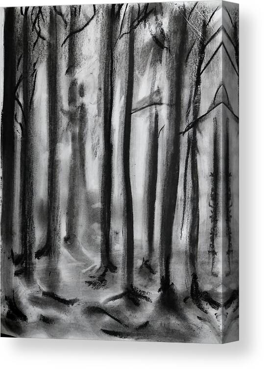 Charcoal Canvas Print featuring the drawing Charcoal Forest by James McCormack