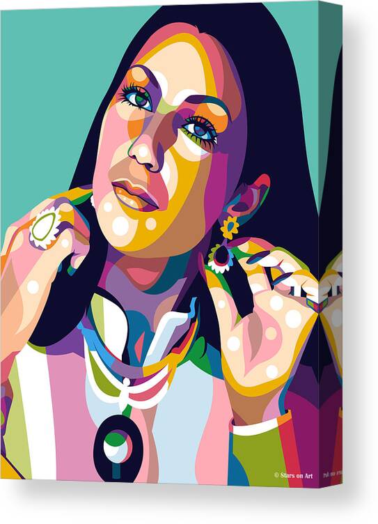 Cher Canvas Print featuring the mixed media Cher - early career by Movie World Posters