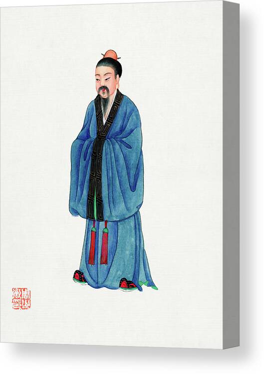 Vintage Canvas Print featuring the painting Chinese priest costume by Vintage Chinese Clothing