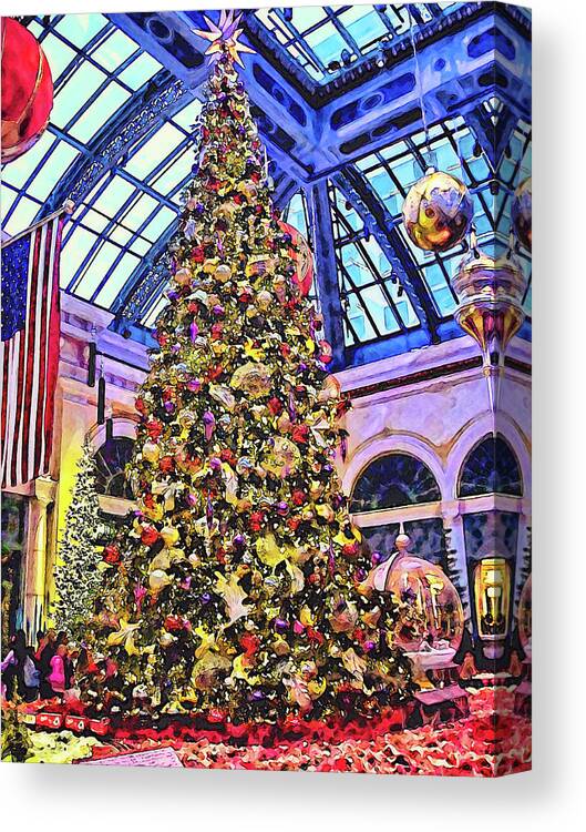 Christmas Tree Canvas Print featuring the photograph Christmas Tree, Bellagio, Las Vegas by Tatiana Travelways