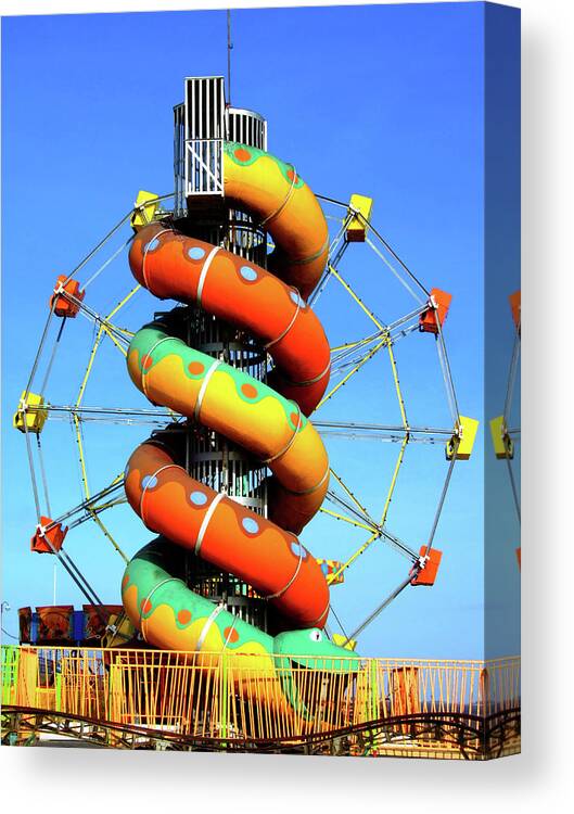 Cleethorpes Canvas Print featuring the photograph CLEETHORPES. Fairground On The Beach by Lachlan Main